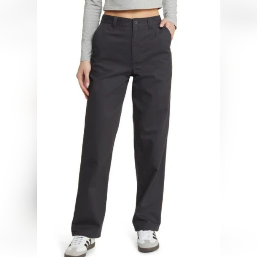 NWT BP. High Waist Straight Wider Leg Cotton Pants Gray Phantom 12